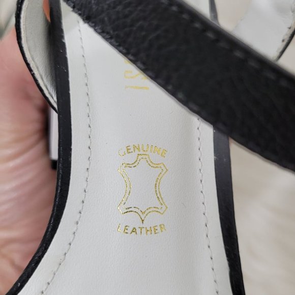 Capelli Rossi Black & White Leather Unique Open Toe Retro Block Heels Size EU 36 - Picture 6 of 10